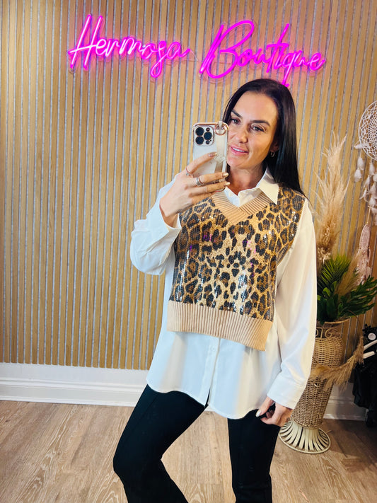 Sequin Leopard Tank Shirt