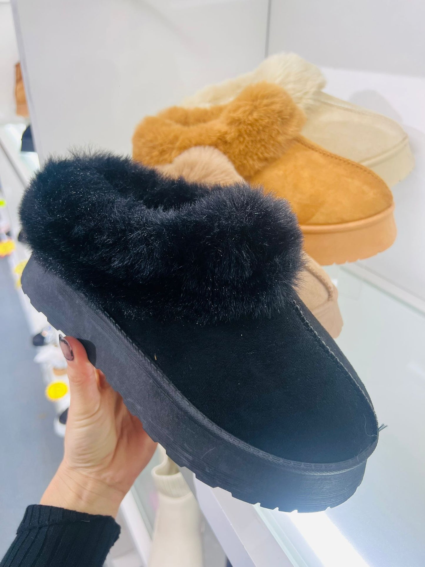 Black Chunky Slippers